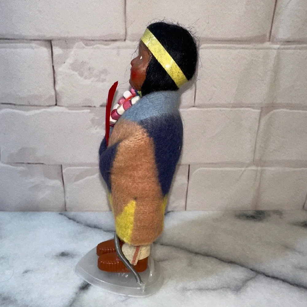 Vintage Skookum Bully Good Indian Doll 7 Inch Wool Blanket Hand Painted Figure